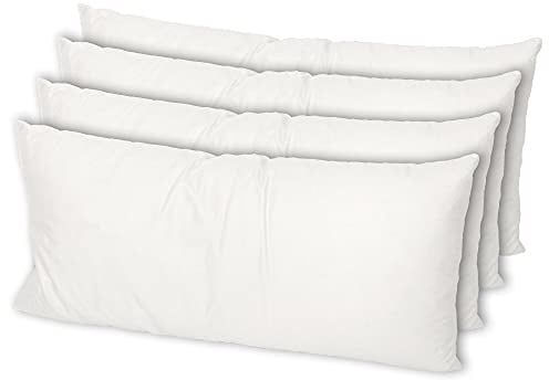 MSS e.K. 4er Set Federkissen | Größe: 40 cm x 60 cm | Füllgewicht: je 650 Gramm | 100% Baumwolle | kein Lebendrupf | Kissenfüllung | NOMITE Zertifiziert - milbenfrei | schadstoffgeprüft