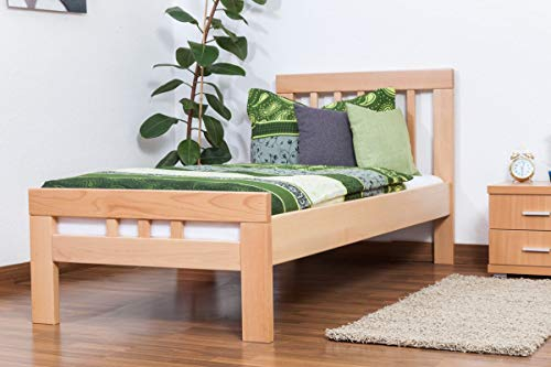 Einzelbett Easy Premium Line K8, Buche Vollholz massiv natur - Maße: 90 x 190 cm