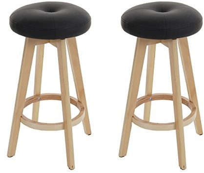 Mendler 2er-Set Barhocker Navan - schwarz, helle Beine