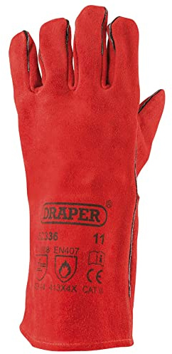 Draper LWG/B Leather Welders Gauntlets, Red