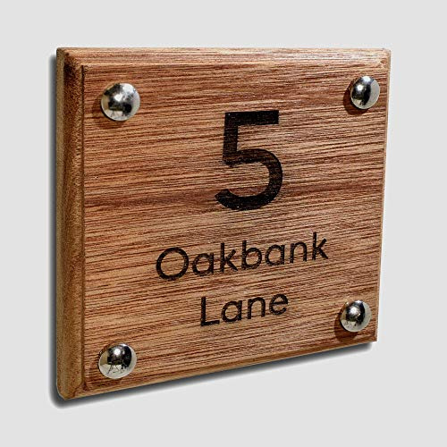 Active Window Films Personalised Laser Engraved Wooden Door Number, Custom Front Door Number, House Sign Plaque (15cm x 15cm)