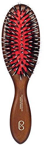 L'Artisan Brossier - Pneumatik Haarbürste Distel aus massivem Buchenholz - Traditionnelle Bürste Kleines Format, Reine Wildschweinborsten und Nylonstifte - Französische Herstellung