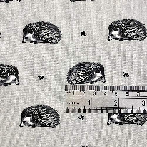 Baumwollstoff, 1 m – Schiefergrau, 100% Baumwolle, 140 cm breit, Vintage-Tier-Design, Baumwoll-Leinen-Optik