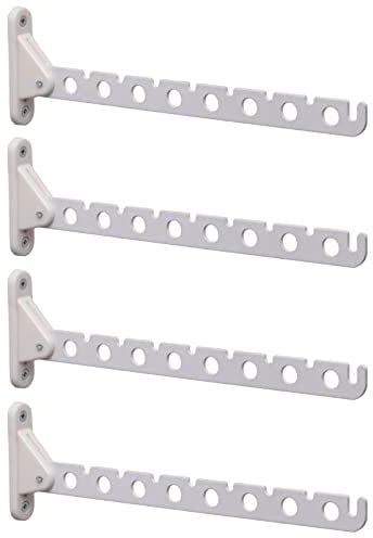 PRIOstahl Kleiderlüfter 310mm Weiß 4er Set Klappbar - Kleiderhaken Garderobenhaken Wandmontage 5kg Tragkraft Kleiderständer Abhängträger Stahl-Kunststoff Platzsparend