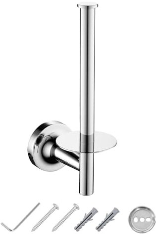 JASSFERRY Wall Mounted Toilet Roll Holder Polished Chrome Bathroom Paper Towel Storage Holders (Vertical)