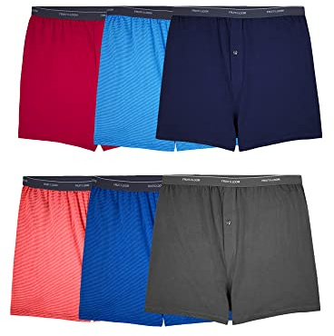 Fruit of the Loom Men's Tag-Free Boxer Shorts (Knit & Woven), Big Man - 6 Pack - Assorted Colors, 4X-Large