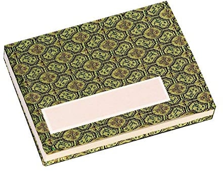 Honsell 33304 - Leporello Skizzenbuch, mit 22 Blatt = 44 Seiten chinesischem, naturweißen Büttenkarton, 25 x 17 cm groß, 300 g/m², Umschlag mit brokatartigem, olivgrünen Stoff bezogen
