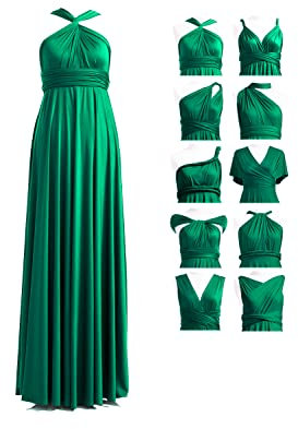 72styles Infinity Kleid mit Bandeau, wandelbares Brautjungfernkleid, lang, Übergröße, Mehrwege-Kleid, Twist-Wickelkleid, Smaragdrün, Einheitsgröße Mehr