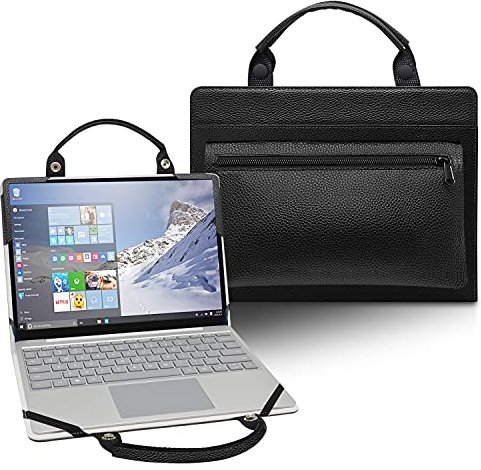 LiuShan 2 in 1 PU Leder hülle + Laptoptasche Case für 13.3 Lenovo Chromebook Flex 5/Lenovo IdeaPad Flex 5i Chromebook/IdeaPad Flex 5 CB 13IML05/Yoga 720-13ikb[Nicht fit Yoga 730/Yoga 720 15],Schwarz
