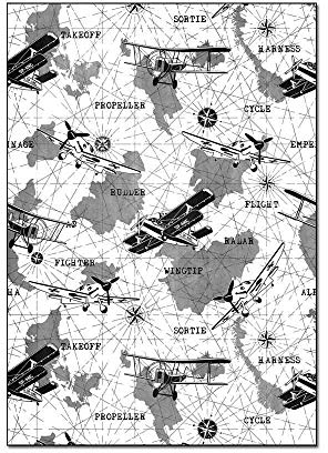SRTJURFG Kinder-Teppich Kinderzimmer Spiel-Teppich Cartoon Puzzle Flugzeug Klasse Welt Illustration schwarz weiß 200×300CM
