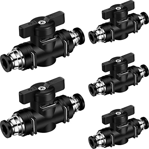 5 Stück pneumatischer Kugelhahn, Push-to-Connect-Armaturen, Kugelhahn, PVC, Luftstromregelventil, Luftarmaturen, gerade, Schnellverbindung, Luftschlauch-Armaturen (6,35 mm x 0,6 cm Außendurchmesser)