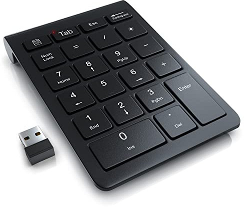 aplic Numpad sans Fil Clavier USB sans Fil 2.4 Ghz, Keypad, Mini-Clavier, Keyboard pavé numérique avec 22 Touches, 10 Touches multimédias, Mode d'économie d'énergie, Ergonomique, pour PC et Laptop