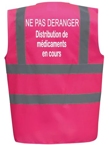 Line Shop Gilet de sécurité Rose marquage dos Ne pas déranger Distribution Médicaments (L)