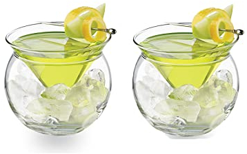 NLDGR Martini-Gläser ohne Stiel, 266 ml, 2er-Set, Martini-Glas mit Kugelboden, elegante Gläser für Cocktail-Party, Bar, Trinkgläser-Set