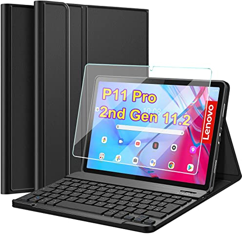 Wineecy Tastatur Hülle mit Schutzfolie für Lenovo Tab P11 Pro (2nd Gen) 11.2 TB132/TB138 2022, Slim Schutzhülle mit Magnetisch Abnehmbare Kabellose Deutsches QWERTZ Tastatur (P11 Pro 2nd Gen 11.2)
