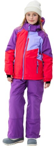 SMONTY Conjunto de Esquí niñas chaqueta y pantalones de esquí de invierno correas con capucha A prueba de viento Impermeable