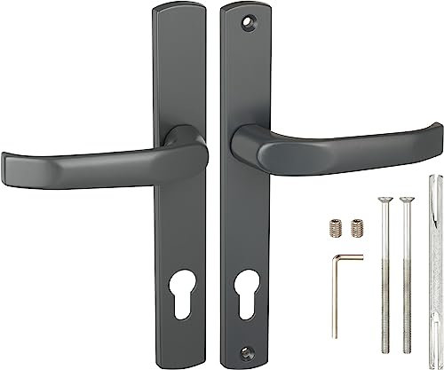 Gamar Türgriffe 90 mm Anthrazit – Aluminium Türgriff Gartentor - Universal Drückergarnitur Gartentor – Solid Türklinken Set - Profilzylinder Türklinke - Türdrückergarnitur – Drückerpaar