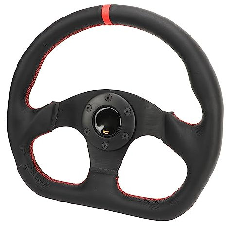 Volant de Course de Type D, Volant de Voiture de Sport Léger, Cuir, Fonctionnement Flexible, Prise en Main Confortable, Cadre Noir élégant pour Véhicule