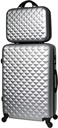 CELIMS - Grande Valise de Voyage avec Vanity Trousse de Toilette 35cm Gris Rigide à 4 roulettes Légère Taille Soute 23kg 75cm |Valise Grande Taille avec 4 Roues 75cm | Valise Gris
