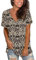 MOLERANI V-Ausschnitt T-Shirts für Frauen Kurzarm Tunika Tops für Legging Casual Tshirts Boho Floral Black L