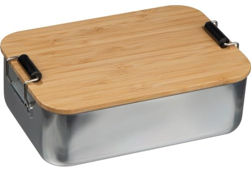 Brotdose / Brotzeitdose / aus Aluminium mit Bambusdeckel