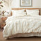 Lanqinglv Pintuck Bettwäsche 200x220 cm Beige Luxus Plisseefalten Wendebettwäsche Set aus Mikrofaser,1 Doppelbett Bettbezug mit Reißverschluss und 2 Kissenbezug 80x80cm