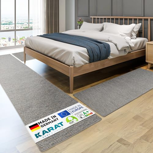 KARAT Bettvorleger - 3-teiliges Set - Moderne Bettumrandung in Silbergrau - Teppich Läufer für Schlafzimmer Wohnzimmer - Flauschiger Teppichläufer Geneva (B: 80 cm | L: 1 x 300 cm + 2 x 150 cm)