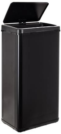 Poubelle intelligente sans pieds avec ouverture automatique ou contact manuel, 60 l, hauteur : 79,5 cm (x35,5 x 26), noir.