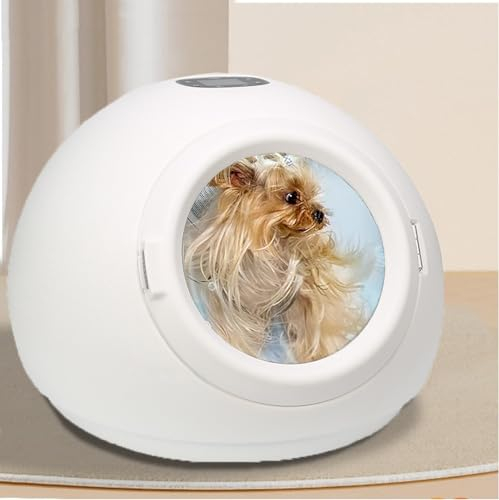 Dfdieratve Asciugatrice Automatica per Gatti da 55 Litri per Gatti e Cani di Piccola Taglia, Asciugatura Completa del Corpo a 360° per Gatti Ultra Silenziosa da 42 Db con Luce,110V
