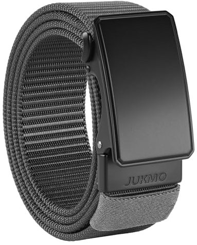 JUKMO Automatik Gürtel Herren, Nylon 3,8cm Ratsche Gürtel (Grau, M-für Taille 91cm-105cm (Länge 125cm))