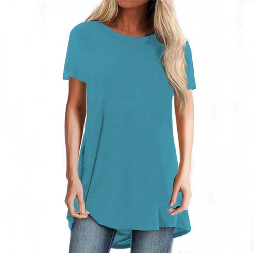 Generico T Shirt Donna T-Shirt Lunga Donna per Leggings Blusa Elegante Donna Cerimonia Bianca Camicia Oversize Donna Righe Maglie Donna Estive Cerimonia Maglietta Fucsia Donna Elegante