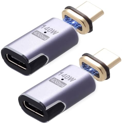 IVIVTOR Adaptador Magnético USB C - Paquete De 2 Magnetic USB C Adapter de Carga rápida de 140 W con transmisión de 40 Gbps Compatible con computadoras portátiles tabletas y teléfonos