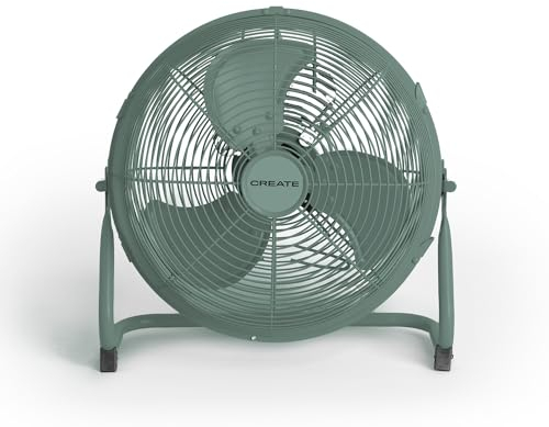 CREATE / AIR FLOOR RETRO/Ventilador industrial de suelo Verde Sage/Ventilador 12 pulgadas,flujo de aire potente, 3 velocidades,silencioso,ligero, patas antideslizantes, 55W