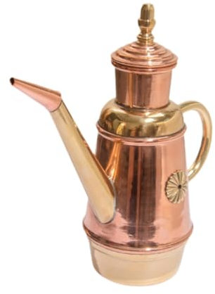 perfk Kupfer-Ölspenderbehälter, 450 ml, auslaufsicherer Deckel, Langer Ausguss, Vintage-Design, Olivenölflasche, Pizza-Öl-Menage für Buffets