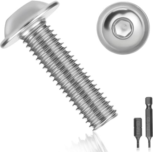 25 Pièces Vis M5 Boulon Inox M5x30mm Vis à Tête Poelier Bombée Avec Bride et Six Pans Creux A2 V2A Vis à Métaux Bouton Vis à Tête Hexagonale Acier Inoxydable Entièrement pour Génie Mécanique