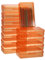 BSTKEY 12 Pcs Plastic Pencil Box Holder Pencil Cases, Home Office Utility Storage Box Cubby Bin Organizer Case Pen Storage Container with Lid for Stationery (Clear Orange)