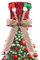 JOYWU Elf Leg Christmas Tree Topper with Red Sequins and Bow Ribbons, Xmas Tree Decoration and Tabletop Ornament