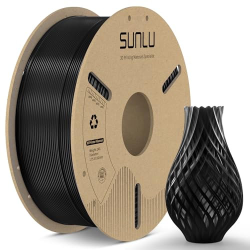 SUNLU PLA+ Filament 1.75mm, PLA PLUS 3D Drucker Filament 1.75mm ±0.02mm, passend für die meisten FDM 3D Drucker, 1KG Pappspule. (Schwarz)