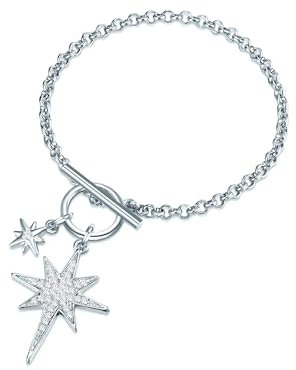 Lulu Jane Damen Armband aus Metall-Legierung mit Glas Modeschmuckarmband Stern silber