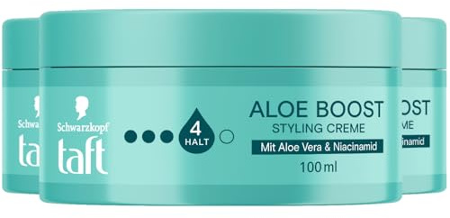 TAFT Styling Creme Aloe Boost Haltegrad 4 (3x 100 ml), sanftes & pflegendes Haarwachs mit Aloe Vera-Komplex & Niacinamid, Styling Wax für natürliche Looks und langanhaltenden Halt