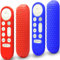 Pinowu Lot de 2 Coques en Silicone compatibles avec télécommande vocale Google TV Streamer 4K 2024, antidérapant et résistant aux Chocs avec lanière (Rouge et Bleu, Les Deux ne Brillent Pas)