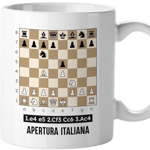 El Kraken Taza Ajedrez, aperturas, tablero, tazas originales, chess, regalo, diseño en ambas caras, Cerámica 330 mL (Italiana)