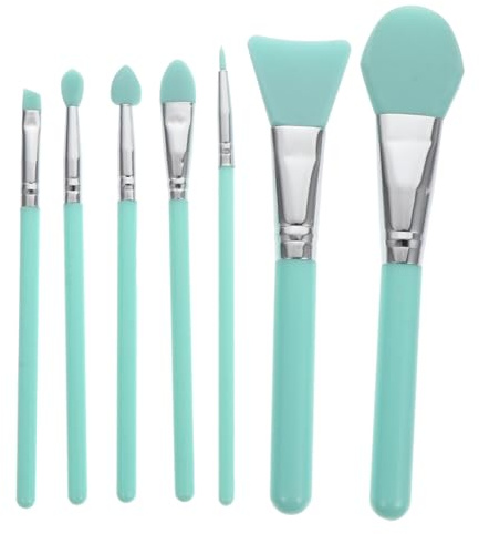 KAILIKETIY Pennelli per Maschera Viso senza Assorbire Prodotti Cosmetici in Plastica Verde Set 7 Strumenti Cosmetici Facili da Pulire per Applicazione Viso e Occhi