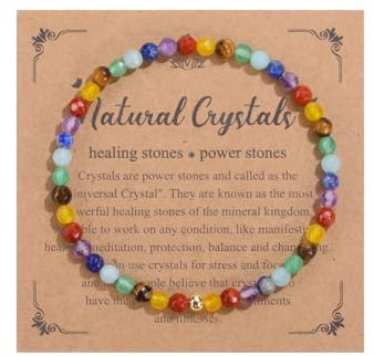 Zysta Chakra Armband Echte Steine Perlenarmband 4mm Stretch Heilsteine Armband Reiki Energietherapie Glückbringen Talisman Schmuck Spirituelle Geschenke für Damen Frauen