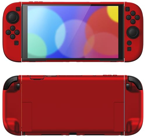 PlayVital Coque pour Switch 2 Manette Accessoires,Rouge Écarlate | Étui Housse de Protection Rigide pour Switch 2 Grip avec Support & Capuchon Joystick,Dockable Case Cover