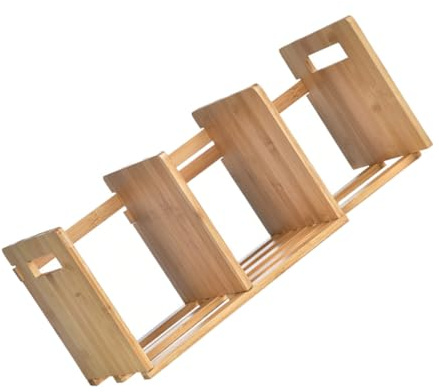 Amosfun Étagère de Bureau Réglable en Bambou Naturel Extensible, Support de Livres Multifonction pour Rangement et Organisation, Porte-Livres Compact pour Espace de Travail Ordonné