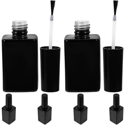 Tofficu Lot de 6 Petits Flacons en Verre 15 Ml Noir pour Vernis à Ongles Gel Vide avec Pinceau Rechargeables Voyage Usage Professionnel