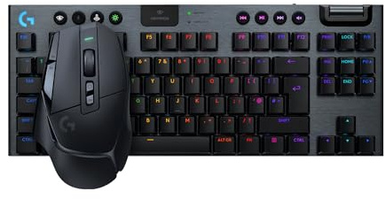 Logitech G G502 X LIGHTSPEED Wireless Gaming Mouse - Optical mouse with LIGHTFORCE hybrid optical-mechanical switches+G915 X LIGHTSPEED TKL Low-Profile Wireless Gaming Keyboard,QWERTY UK - Black