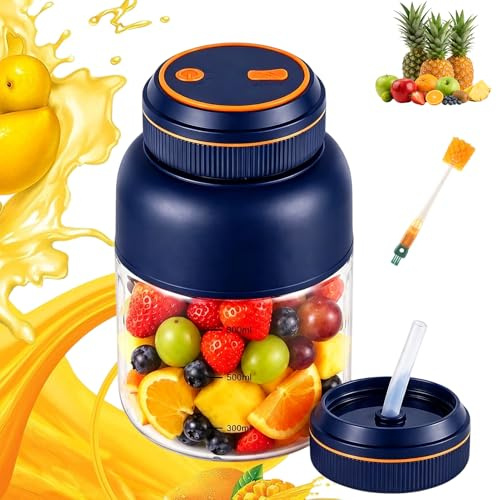 Portable Household Appliances Juicer, 38-Blade USB Charging Wireless Juice Cup for Smoothies and Shakes, Dual Lid Leak Proof Juicer Blender for Home Office Gym Outdoor (black,44oz)