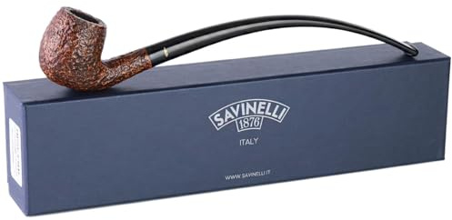 Savinelli Churchwarden Brown 601 – Extra lange handgefertigte italienische Holzpfeife, Vintage-Design, gebogenes Billard, 3 mm, rostfreie Oberfläche